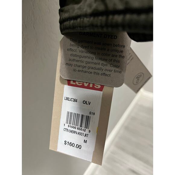 LEVI’S Sherpa MEDIUM Trucker Brown Military Jacket Removable Hood - Picture 13 of 13